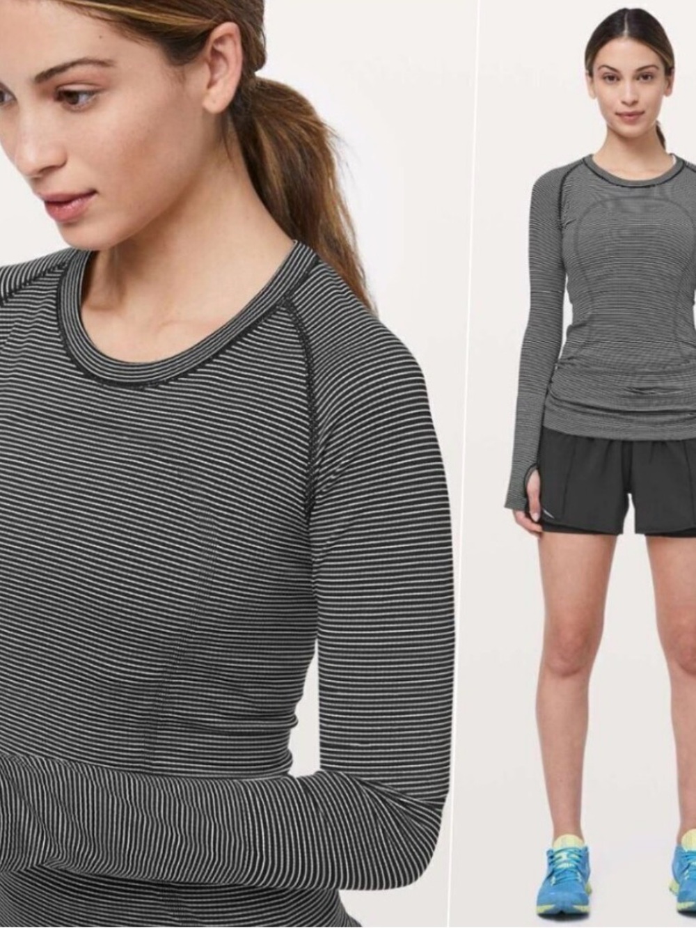 Lululemon Swiftly Tech Run Long Sleeve Tee Shirt Crewneck Performance Stripe